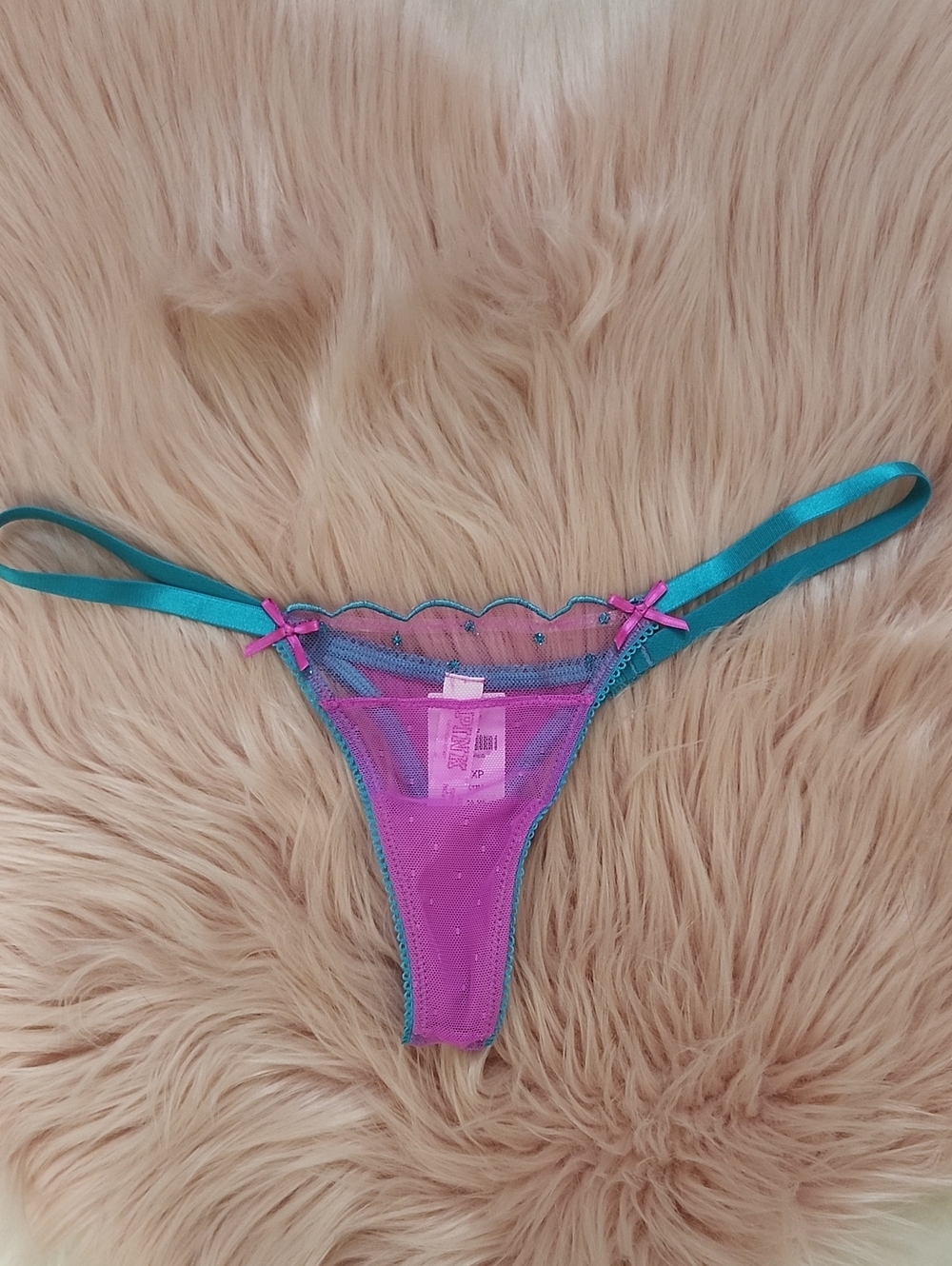 Brand New PINK VICTORIA'S SECRET MESH THONG PANTY-XS